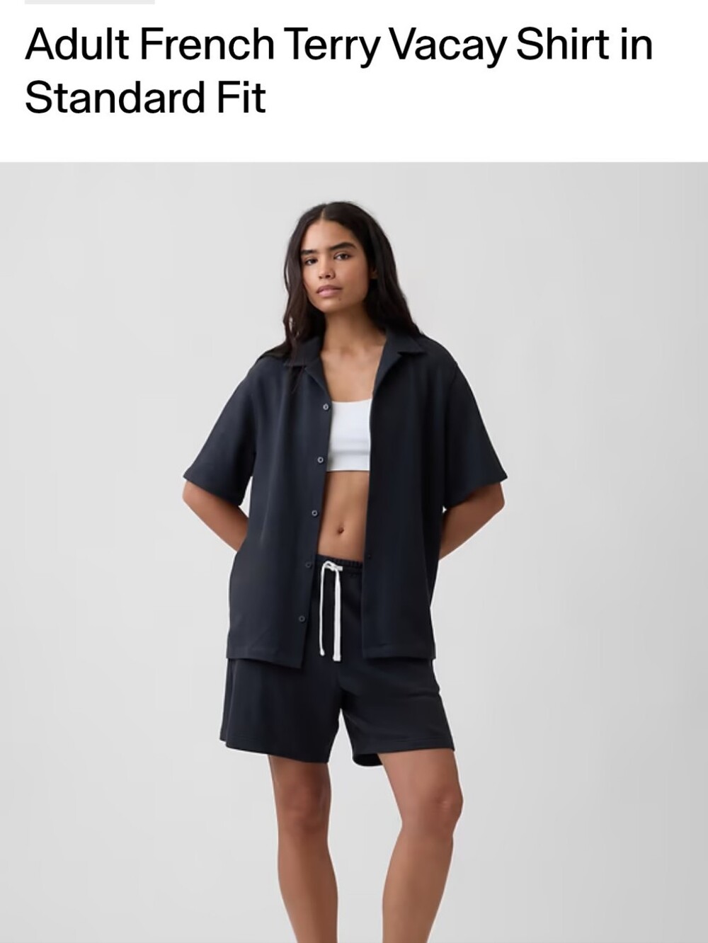 GAP Unisex French Terry Vacay Shirt — Black Moonless Night